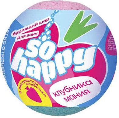 Шар бурлящий SOHappy Клубника Мания 120г купить в СОМ