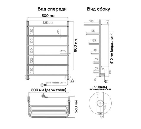 Полотенцесушитель электрический Indigo Hit (electro) 800х500 мм, универсальный, белый матовый купить в СОМ