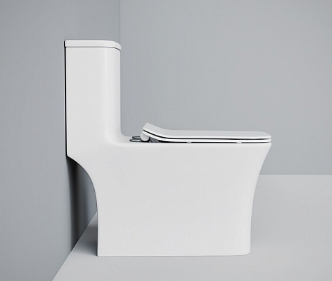 Унитаз монолит Eva Gold SM9615, безободковый, сиденье дюропласт тонкое купить в СОМ