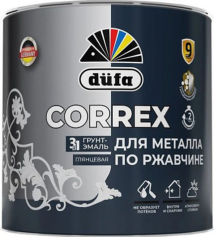 Грунт-эмаль по ржавчине 3в1 Dufa CORREX, серый RAL7004, 0,75 л купить в СОМ