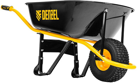 Тачка строительная усиленная 1-колесная Denzel, пневмоколесо, 130л, 230 кг купить в СОМ