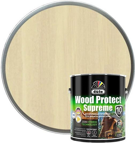 Пропитка защитно-декоративная Dufa WOOD PROTECT SUPREME, бесцветный, 2.5 л купить в СОМ