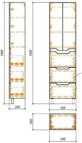 Пенал напольный Azario Kantri 50/3, белый глянец купить в СОМ