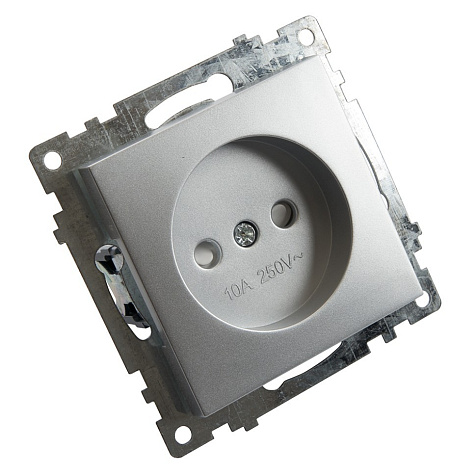 Розетка STEKKER Катрин 1-м.  шторки, 10А, серебро купить в СОМ