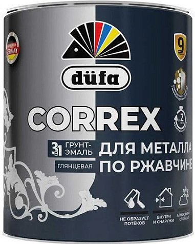 Грунт-эмаль по ржавчине 3в1 Dufa CORREX, черный RAL9005, 0,75 л купить в СОМ