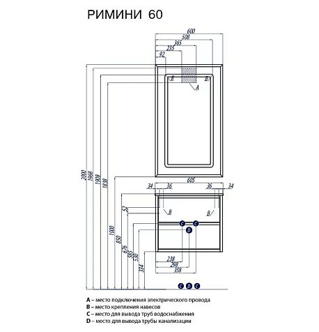 Тумба-умывальник Акватон Римини 60, черный глянец, с раковиной Victoria-N 60 купить в СОМ