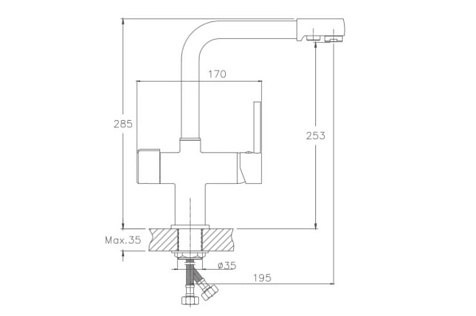 Смеситель для мойки Haiba HB70088-9, латунь, с выходом для питьевой воды, бежевый купить в СОМ