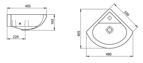 Умывальник Сантери Радиан белый, угловой купить в СОМ